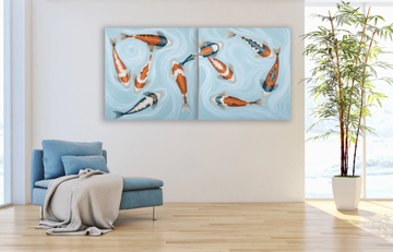 Koi Pacific I & II - Canvas Painting by NOVOCUADRO ART COMPANY - view 3
